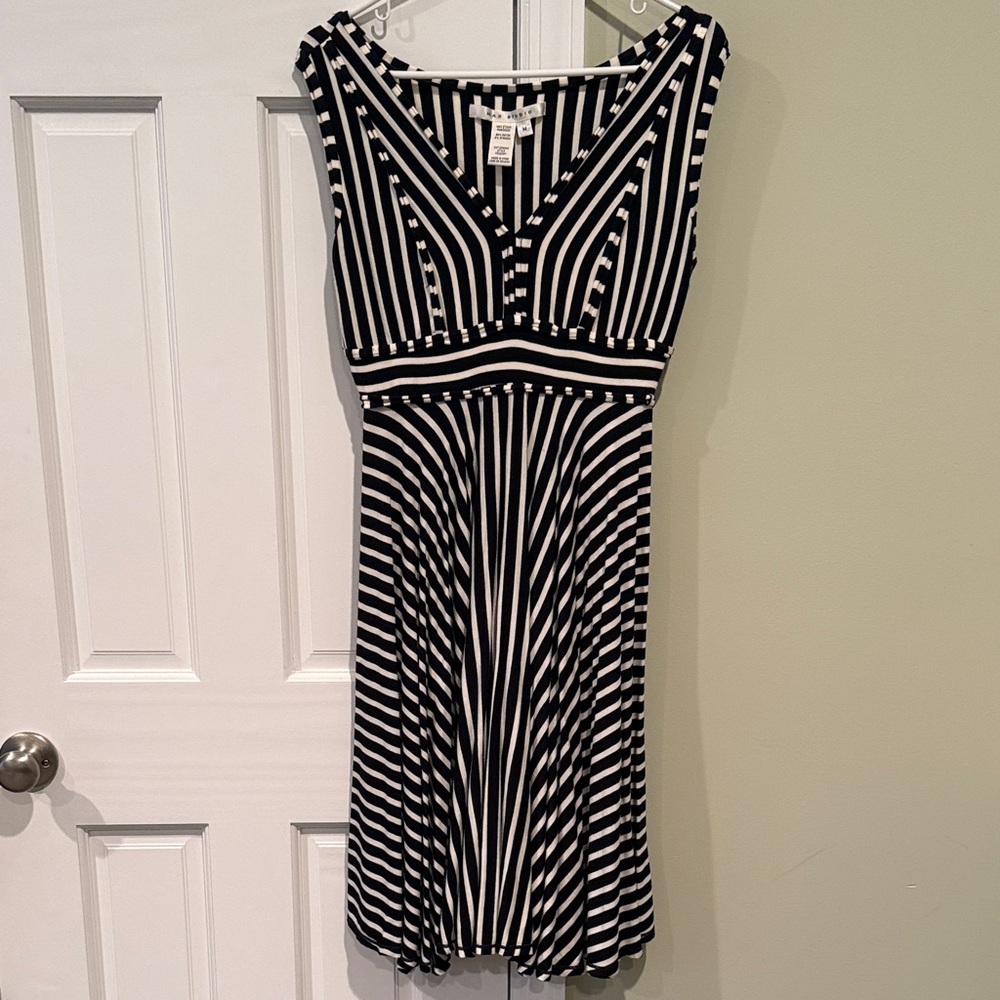 Max Studio Black and White Striped Midi Dress